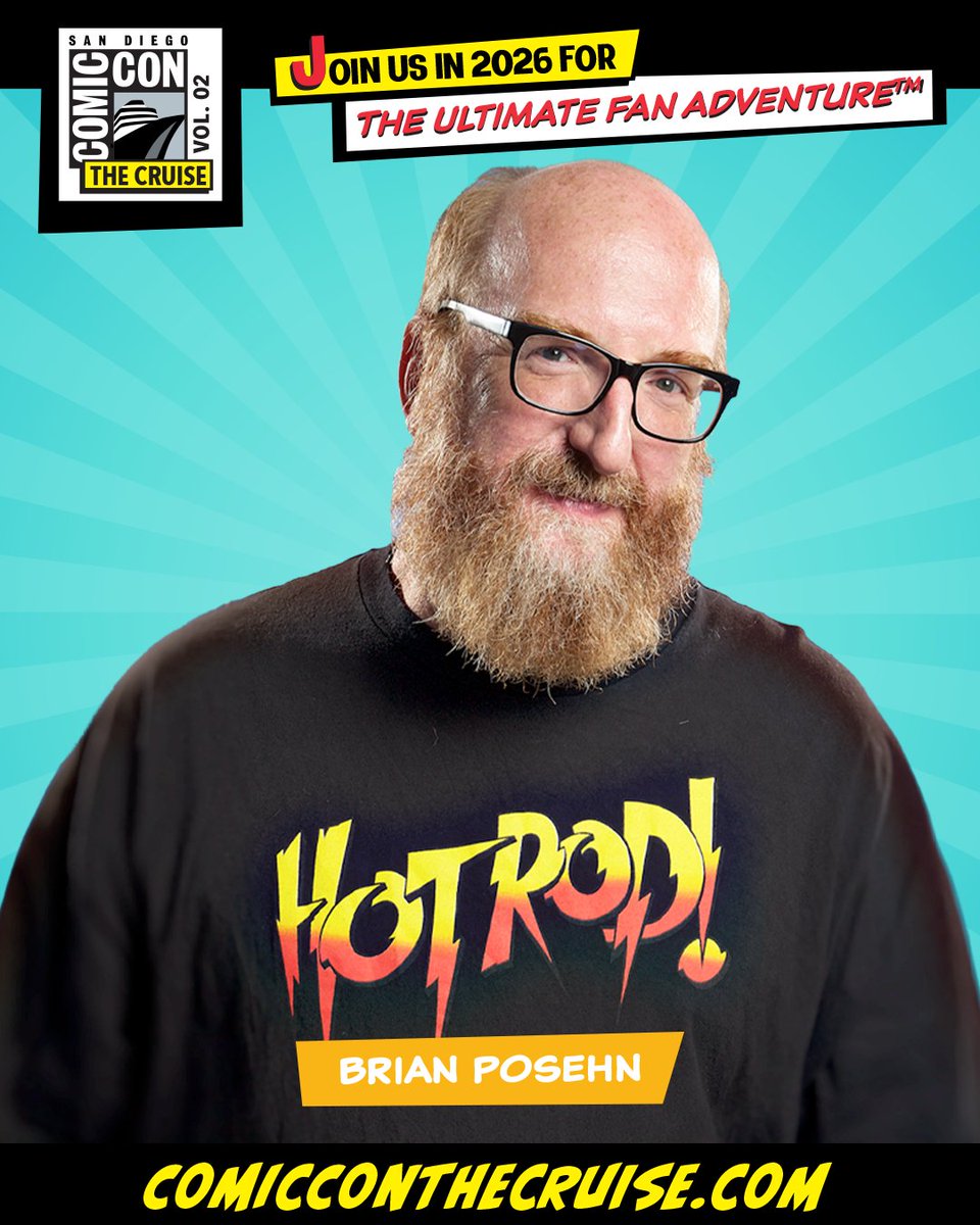 ComicConCruise's tweet image. We know you’ll be excited to welcome the prolific, iconic, Emmy-nominated stand-up comic, actor, writer, fanboy and fan-favorite Brian Posehn on board Comic-Con: The Cruise! #ComicConCruise