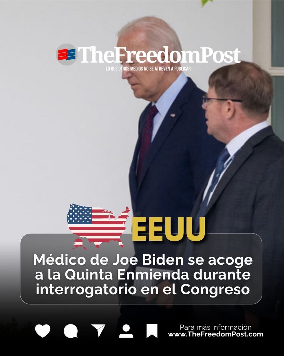 #EEUU | El doctor Kevin O’Connor, médico personal del expresidente Joe Biden, se acogió este miércoles a la Quinta Enmienda de la Constitución de Estados Unidos, que permite a un ciudadano negarse a declarar para no autoincriminarse.