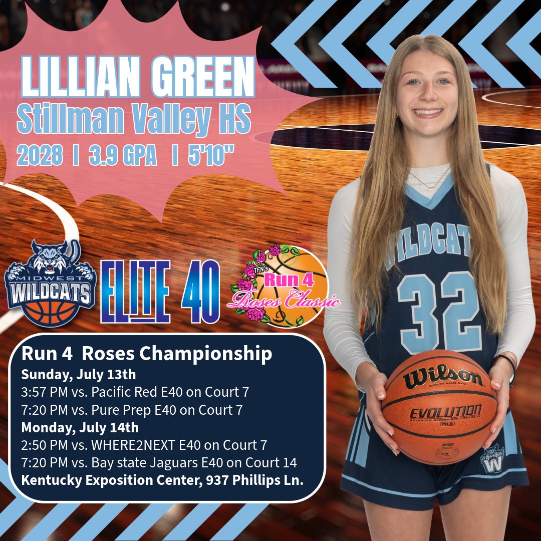2028 Lillian Green wrapped up a strong Spring season, posting averages of 8.5 points, 5.3 rebounds, 1.5 assists, and 1.5 steals per game. This weekend, she’ll be in Louisville competing in the Run 4 Roses Championship on the E40 circuit. <a href="/Lillian_Green32/">Lillian Green</a> hits the court for her