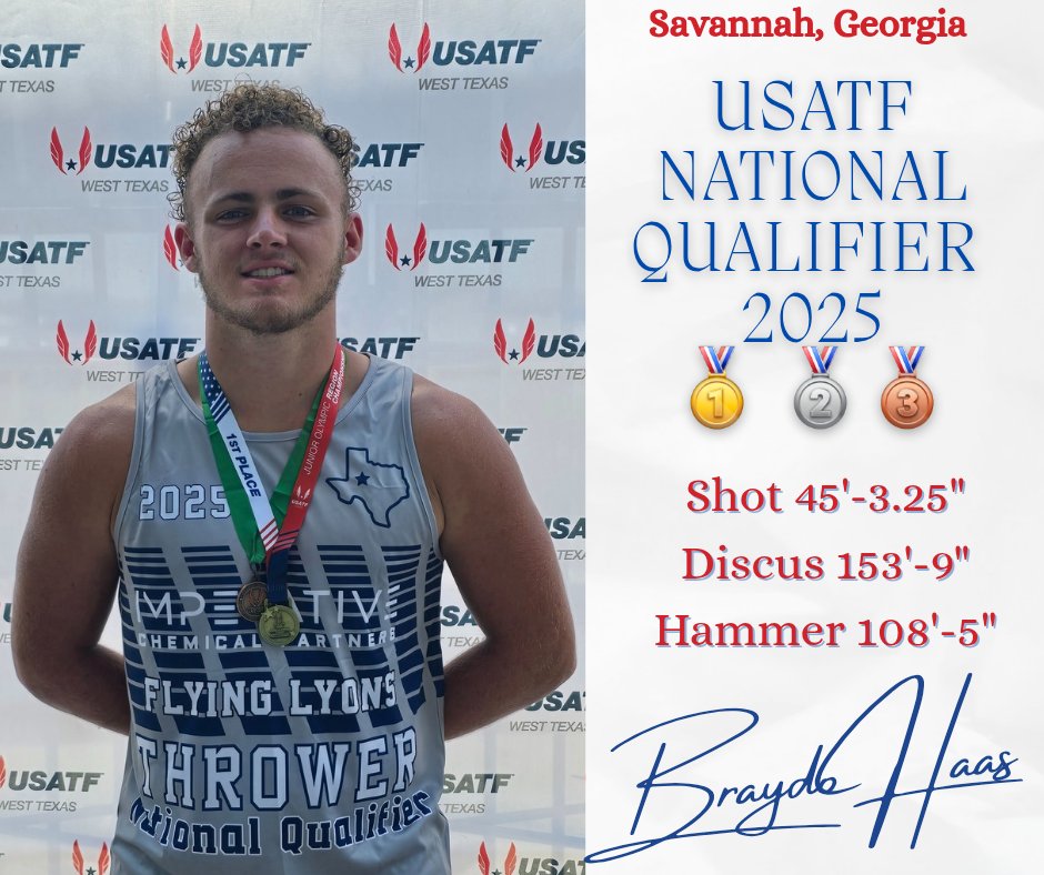 <a href="/usatf/">USATF</a> NATIONAL QUALIFIER 3 Events see yall in Georgia. All American Thrower title up for grabs Lets Gooooo🥇🥈🥉💪🔥 Thank you to my Coaches <a href="/lhsrebelstrack/">LHS Rebels Track and Field</a>. #AGTG Greatful &amp; Thankful for all his Blessings. Thank you too everyone who's poured into me this far. <a href="/MWTsports/">MRT Sports</a>