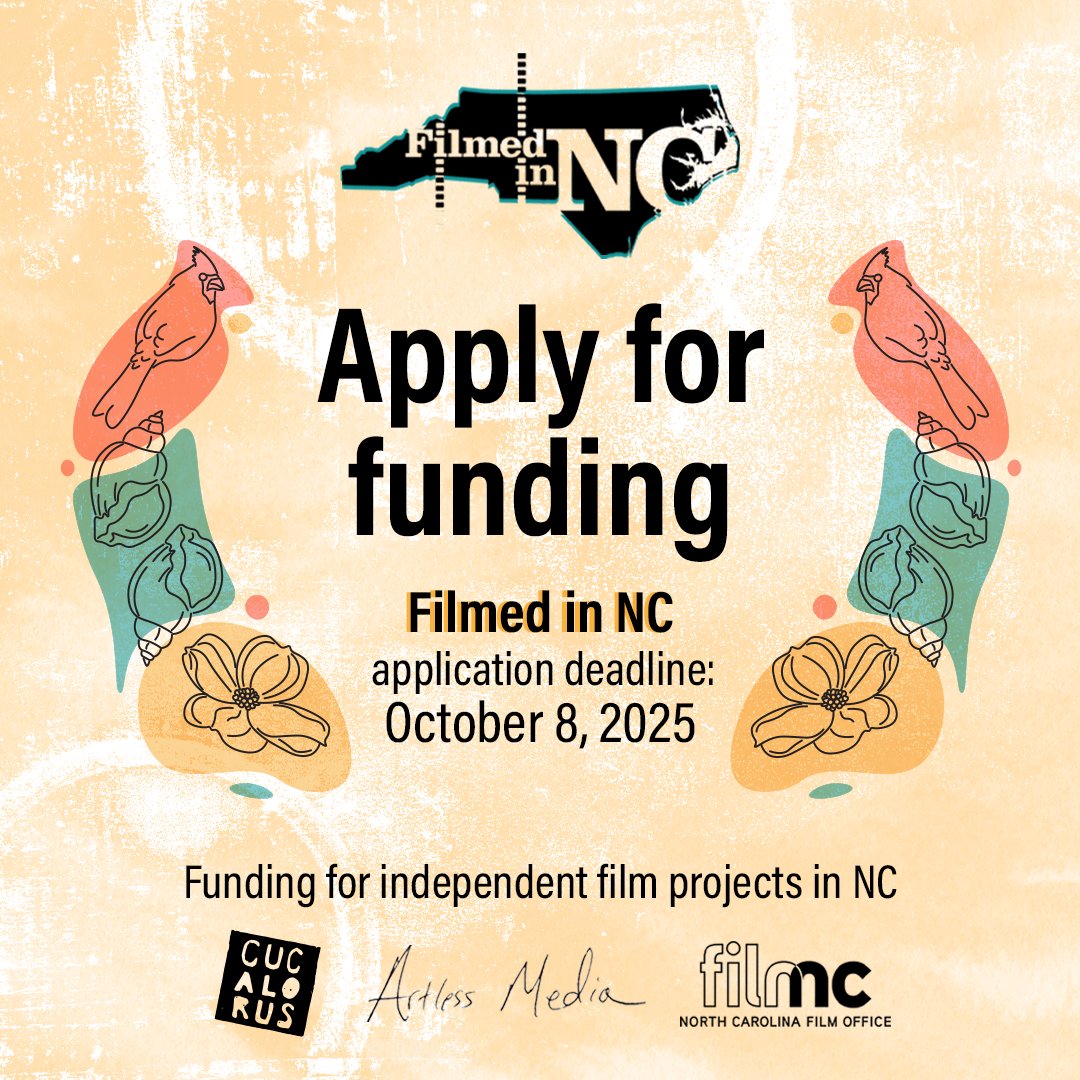 🎬 Filmmakers! Apply now for the 2025 Filmed in NC Fund — celebrating 10 years of supporting indie film in NC.

Presented by <a href="/cucalorus/">Cucalorus</a> + <a href="/NCfilmOffice/">NC Film Office</a>, with support from Artless Media &amp; The Magnifying Glass.

🔗 cucalorus.org/programs/filme…