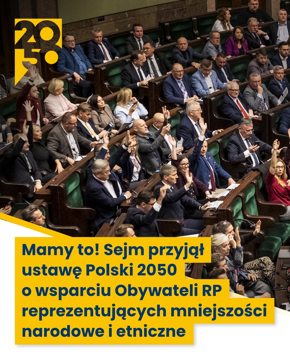 Uchwalona ustawa Polski 2050 gwarantuje Obywatelom RP będącym przedstawicielami mniejszości narodowych, etnicznych i społeczności posługującej się językiem regionalnym - obsługę merytoryczną i organizacyjną Kancelarii Sejmu w ramach prac Komisji Wspólnej Rządu i Mniejszości.

To