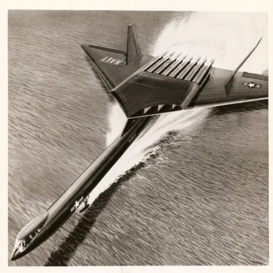 In the mid-1950s, Northrop developed the concept for a nuclear-powered supersonic seaplane. The long fuselage was designed to separate the crew from the reactor in the rear, minimizing exposure to radiation. ADM Arleigh Burke was a proponent of nuclear seaplanes but they never
