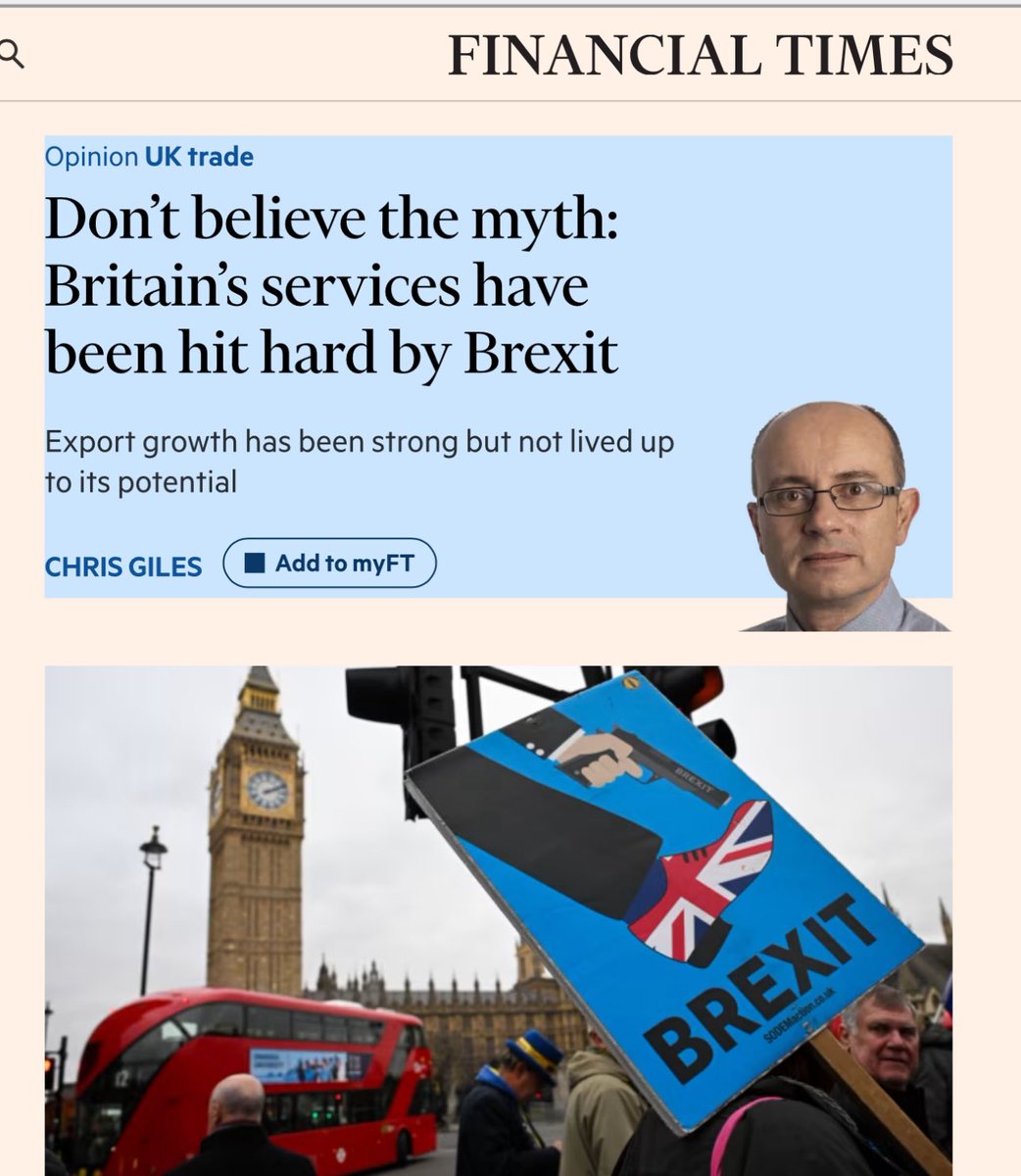 🧵🚨 “Don’t believe the myth: Britain’s services have been hit hard by Brexit.”

LSE research shows services exports facing new EU barriers dropped by an average 16%, and in some sectors by as much as 90%. The damage is real and avoidable.