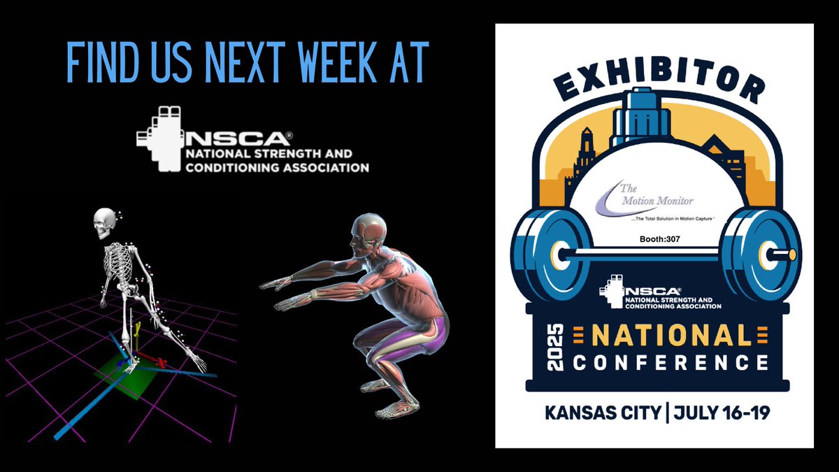We're looking forward to attending #NSCACon25 next week! Excited to show our #realtime mocap systems for #strengthandconditioning with applications including #jumpanalysis, #injuryprevention, #rehabilitation, and more! Ask us about the latest #markerless and #hybrid mocap systems