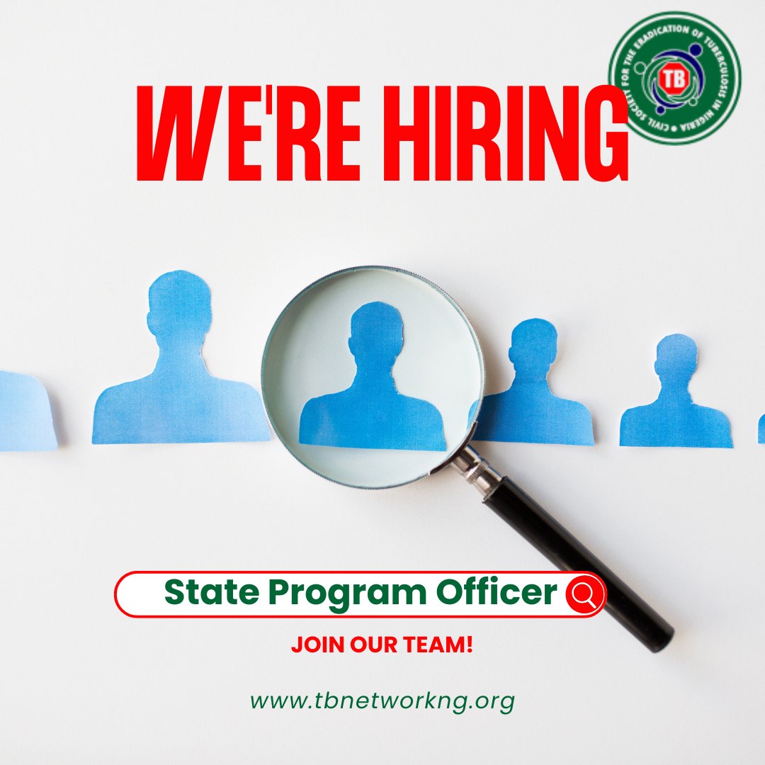 TBNetworkcso's tweet image. 🚨 Job Alert!
TB Network is hiring State Program Officers for its Global Fund-supported TB intervention across 11 Nigerian states.
🗓️ Apply by: July 18
Apply now ➡Click the link for more details: tbnetworkng.org/eoi/SPO.pdf
📍 Include subject: GF/IHVN/TBN/CLM/SPO/STATE