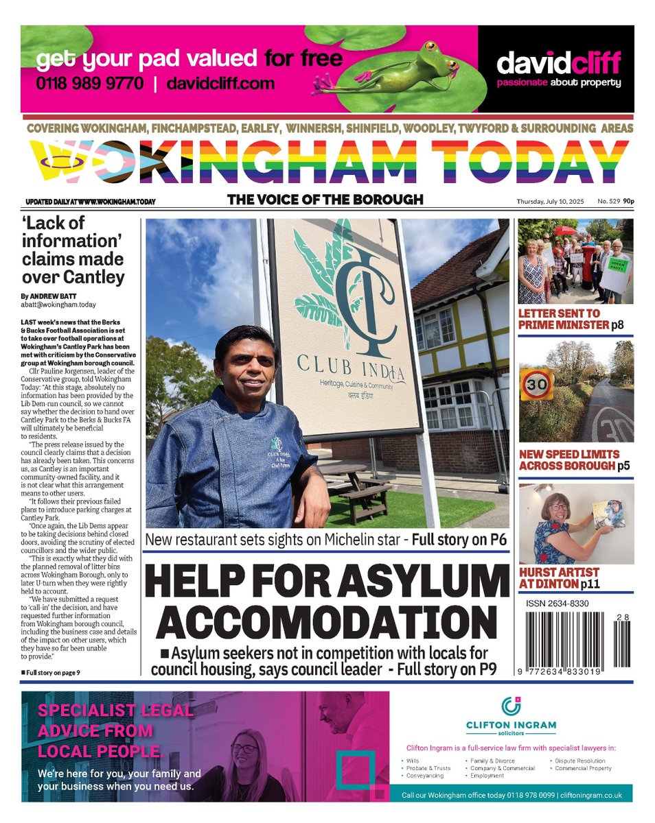 In this week's edition

+ New speed limits put in place
+ Homes plan in Arborfield approved
+ Earley Social Club closes after 45 years

All this and more, available tomorrow!

#Wokingham #TomorrowsPapersToday #FrontPages