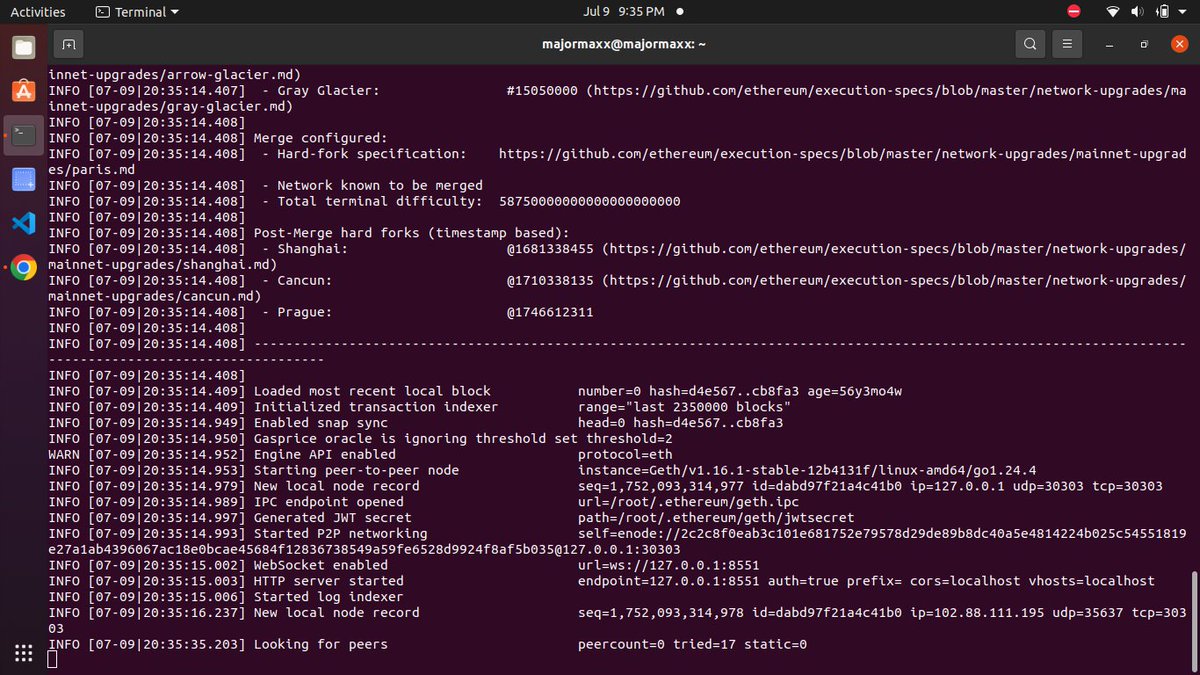 Majormaxx_'s tweet image. Spun up my first light Ethereum node today at @Web3Bridge .Synced with Geth, explored JSON-RPC, and now I see the chain differently.
Ubuntu CLI grind 🔥
Big ups to @FrankyEjezie for keeping the bar high.
#Web3bridgeCohortXIII #Ethereum