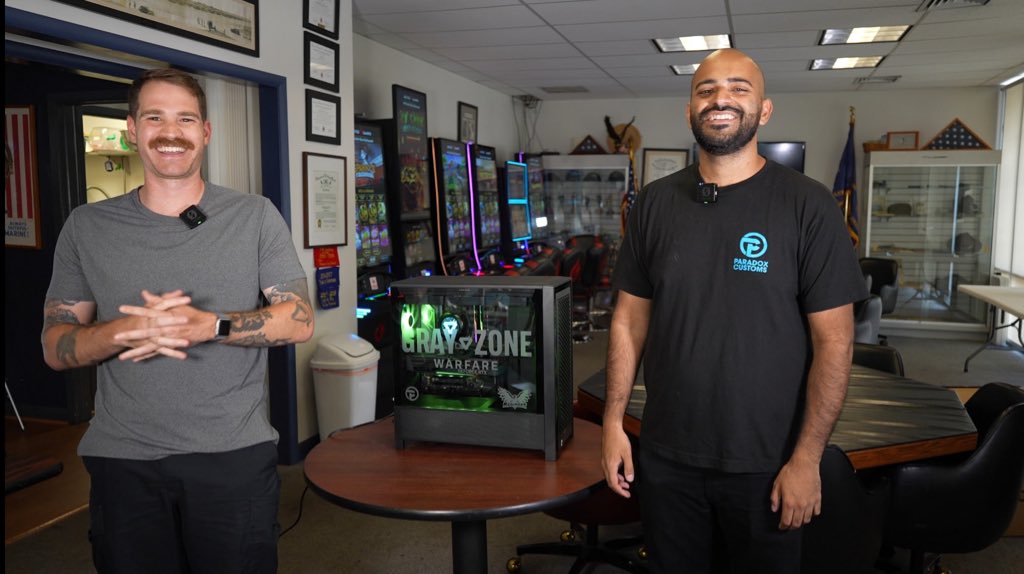 REGIMENT 🇺🇸 (@regimentgg) on Twitter photo Today we met up with Tyler, a Marine Corps Veteran from Virginia who won our Gaming PC giveaway sponsored by <a href="/GrayZoneWarfare/">Gray Zone Warfare</a>.
Thank you to <a href="/VFWHQ/">VFW National HQ</a> for allowing us to deliver this Gaming PC to Tyler at one of their posts!
Who else needs a FREE Gaming PC built by <a href="/Brparadox/">Paradox Customs</a>? 👀 Today we met up with Tyler, a Marine Corps Veteran from Virginia who won our Gaming PC giveaway sponsored by <a href="/GrayZoneWarfare/">Gray Zone Warfare</a>.
Thank you to <a href="/VFWHQ/">VFW National HQ</a> for allowing us to deliver this Gaming PC to Tyler at one of their posts!
Who else needs a FREE Gaming PC built by <a href="/Brparadox/">Paradox Customs</a>? 👀