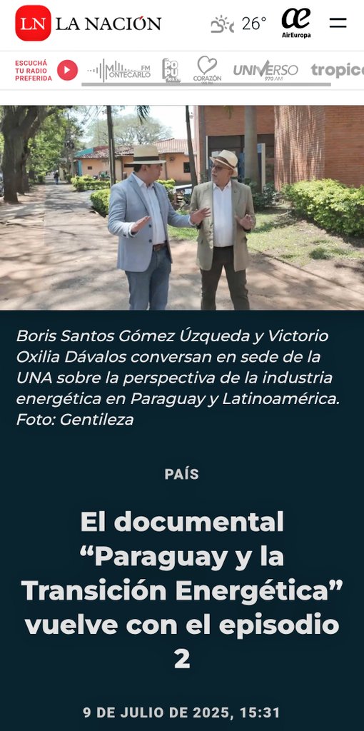 Se viene episodio 2 de serie de documentales Paraguay y la Energía.

<a href="/LaNacionPy/">Diario La Nación</a>

⤵️
lanacion.com.py/pais/2025/07/0…