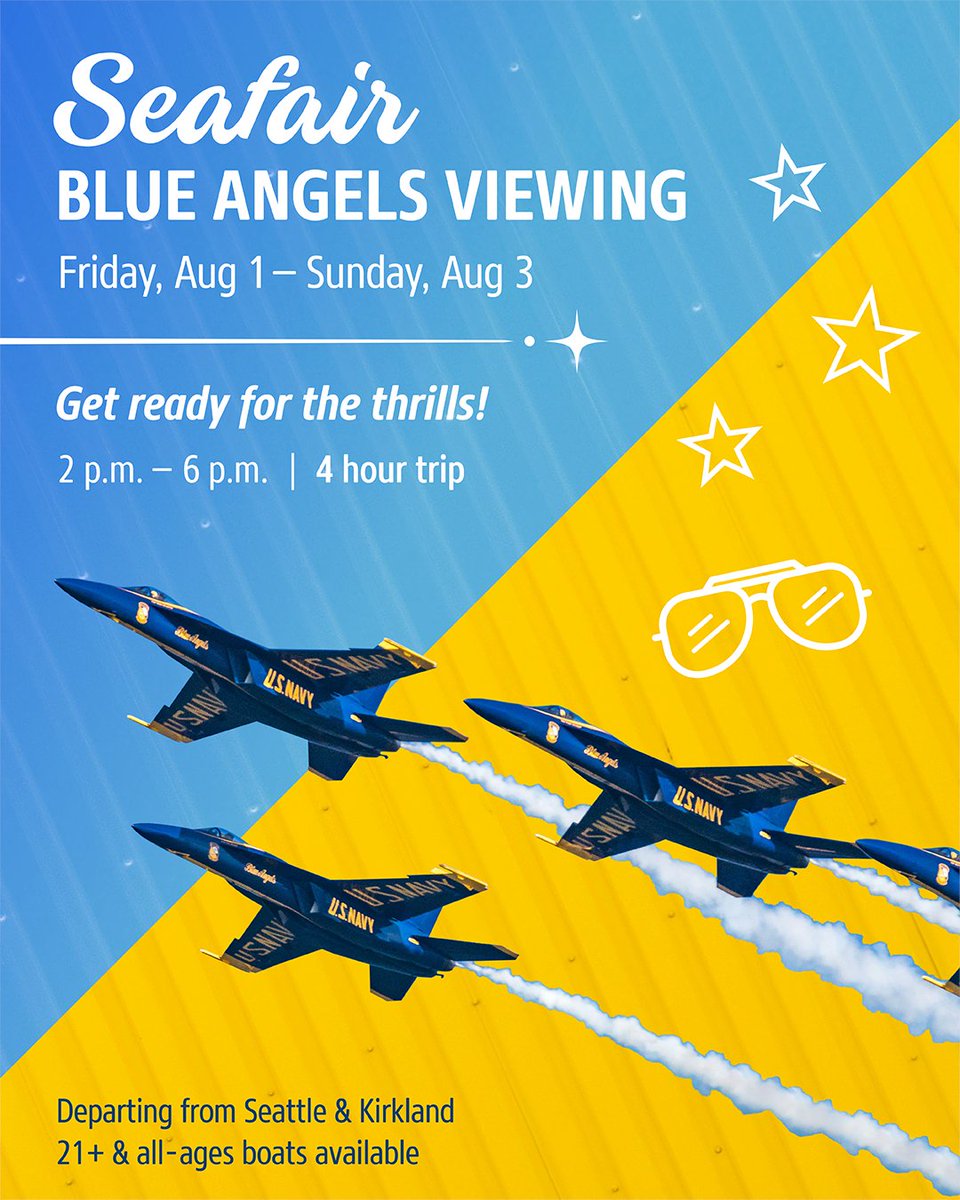 * cue danger zone music *

A little less than one month away from Seattle's next holiday weekend! Seafair is the time to be out on the water😎purchase your tickets now to see the main event the US Navy Blue Angels. Link in bio!