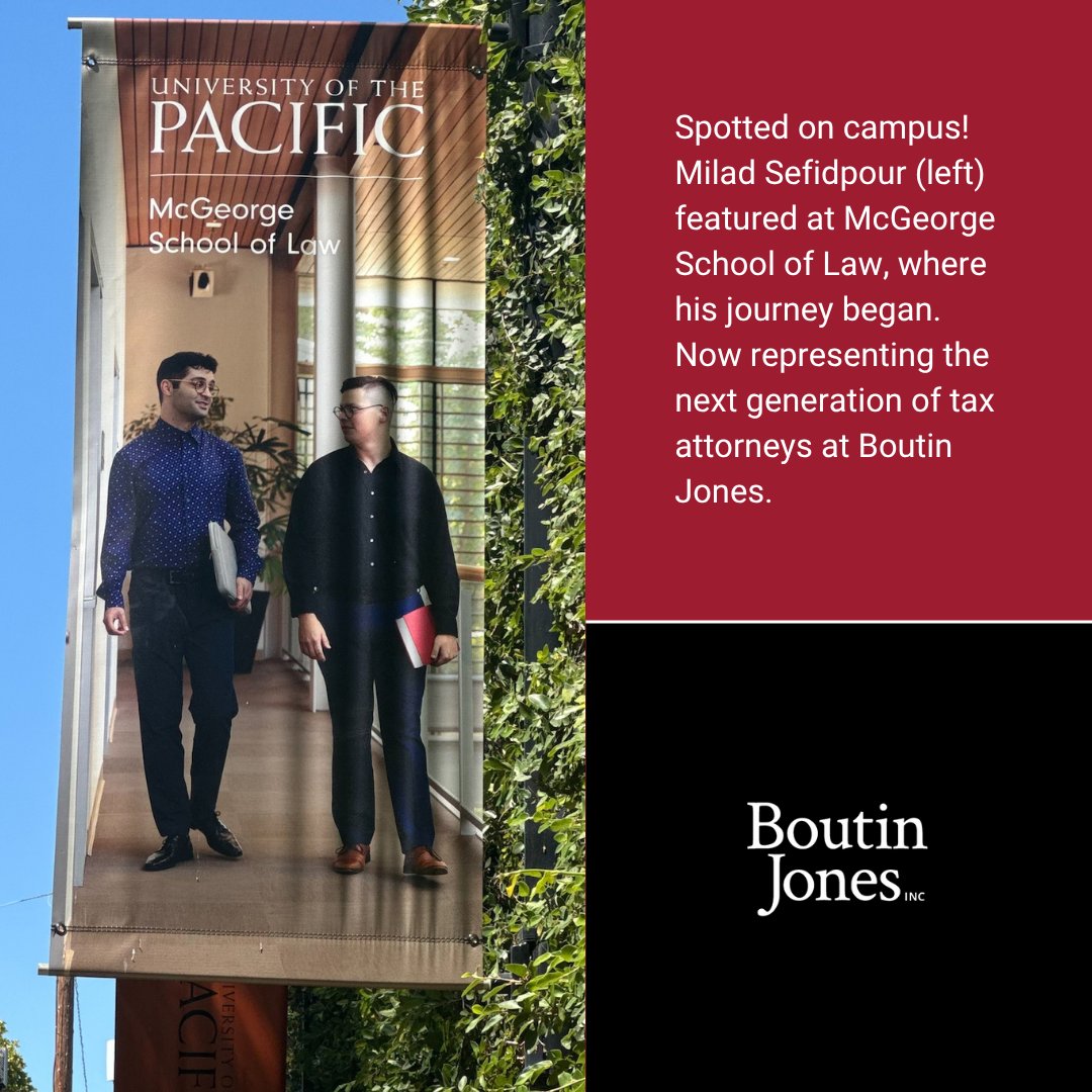 Welcome Milad Ryan Sefidpour to Boutin Jones! As the newest Associate in our Tax group, Milad brings top tier experience, including an LL.M. from NYU and a U.S. Tax Court clerkship. We're lucky to have his sharp mind and great energy on the team!

More: boutinjones.com/people/milad-s…