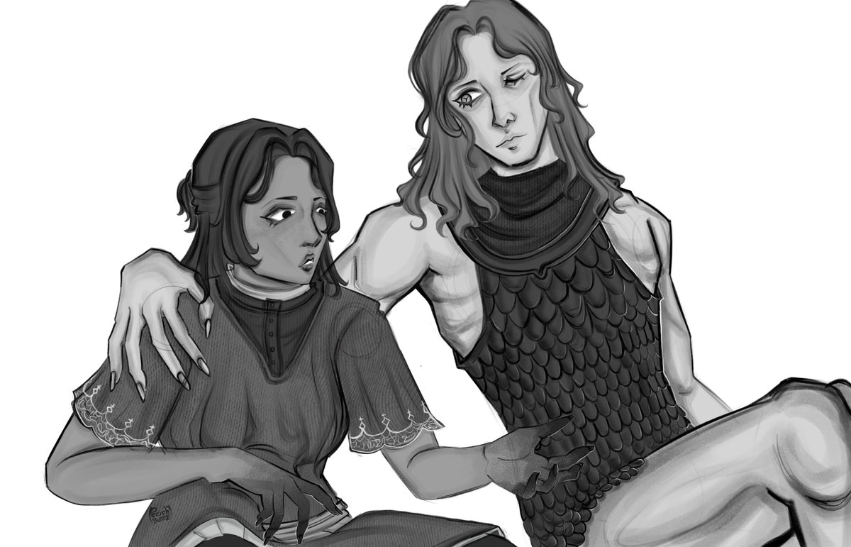 peachybunnz_'s tweet image. Messmer and tarnished doodle 🐍🌺