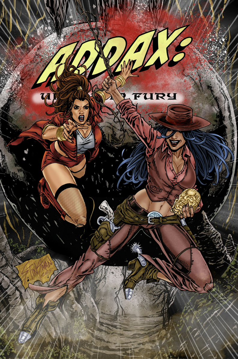 Zaffart1's tweet image. Only 10 days left! Help get ADDAX: Unbound Fury #2 across the finish line! Here is a look at the John Stinsman cover. This is an Indiana Jones themed piece and one of my favorites. Back a copy (or3) today. kickstarter.com/projects/chose…