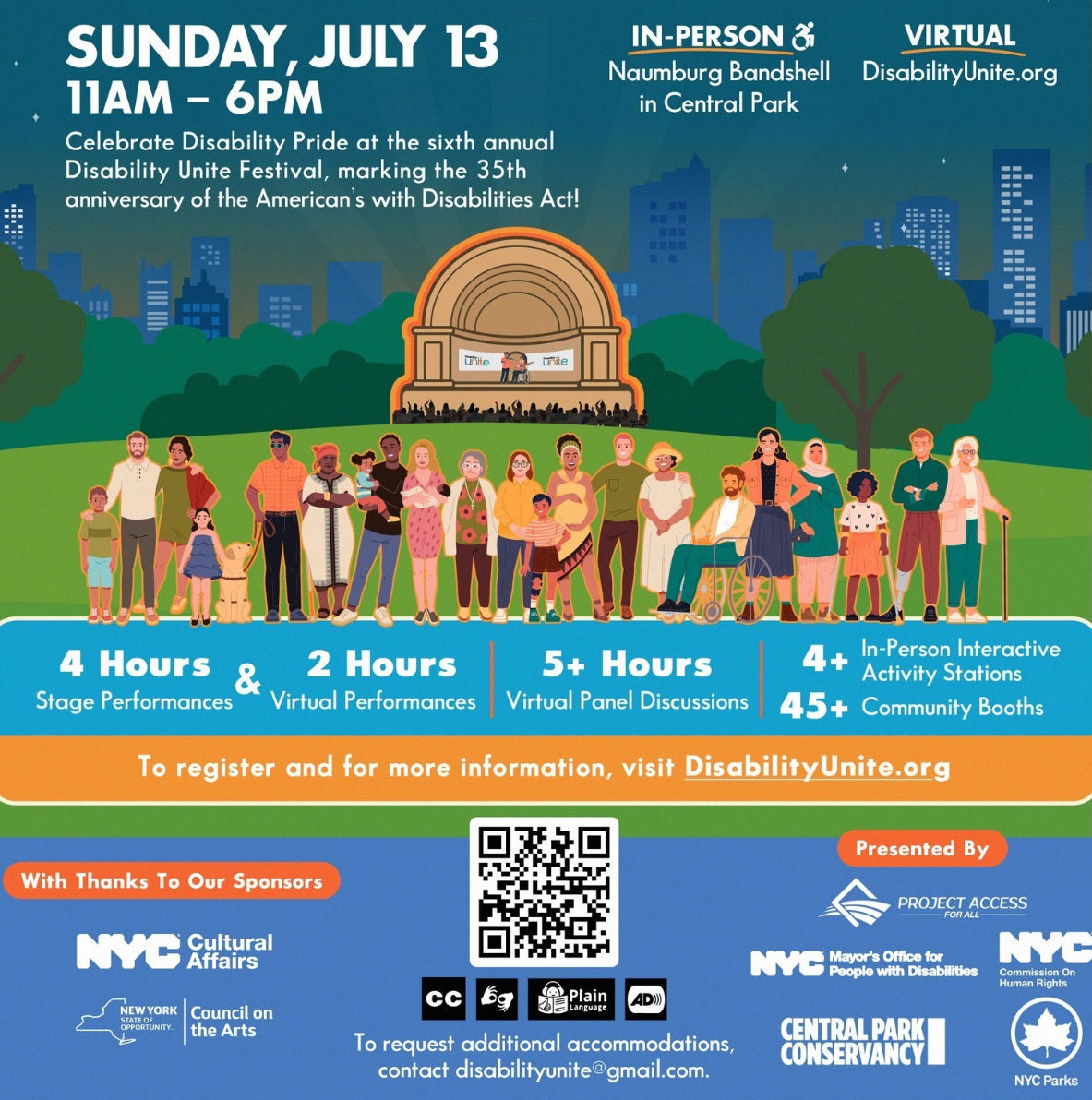Celebrate 35 years of the ADA with Disability Unite on July 13! Join us virtually or in person at Central Park’s Naumburg Bandshell to honor this landmark civil rights law for people with disabilities. #ADA35 #DisabilityUnite disabilityunite.org <a href="/Access4_All/">Project Access</a>