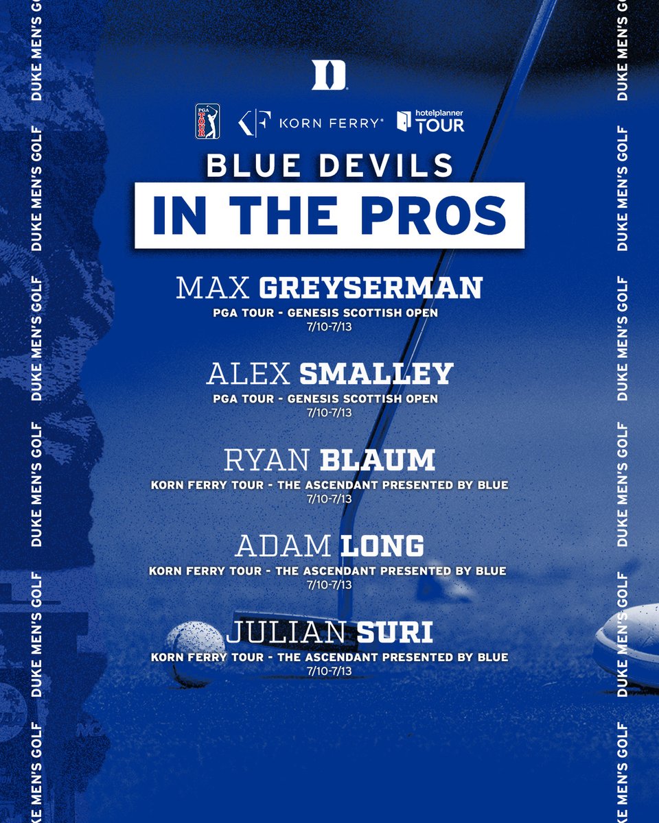 DukeMGOLF's tweet image. Blue Devils on Tour 🔵😈
@PGATOUR 📈 goduke.us/40Kh9Tx
@KornFerryTour 📈 goduke.us/3Kz8KKC