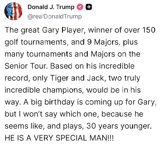 garyplayer's tweet image. Thank you for the kind words @realDonaldTrump @POTUS, I appreciate our friendship. GP