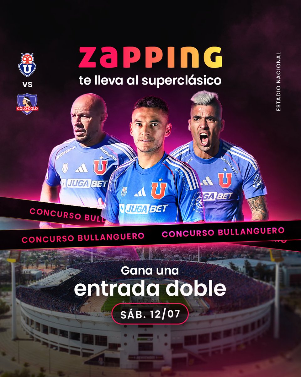 Zapping.com (@zapping_chile) on Twitter photo ATENCIÓN BULLANGUEROS, tu tío Zapping te lleva al estadio para que vivas el partido a grito pelao y alientes al León con furia en este #superclásico ⚽️🤘🏽<a href="/udechile/">Universidad de Chile</a>
Para participar debes ir a seguirnos a nuestro Instagram <a href="/zappingchile/">ZappingChile</a> y ahí podrás ver las instrucciones del ATENCIÓN BULLANGUEROS, tu tío Zapping te lleva al estadio para que vivas el partido a grito pelao y alientes al León con furia en este #superclásico ⚽️🤘🏽<a href="/udechile/">Universidad de Chile</a>
Para participar debes ir a seguirnos a nuestro Instagram <a href="/zappingchile/">ZappingChile</a> y ahí podrás ver las instrucciones del