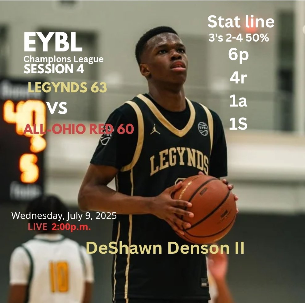 DeShawnDenson2's tweet image. Gm 1 in the 📖, sidelined for 3 weeks, It's good to be back! Legynds get the W 63 vs. All-Ohio Red 60
Build from this.. #Road2PeachJam
#Legynds #MWC