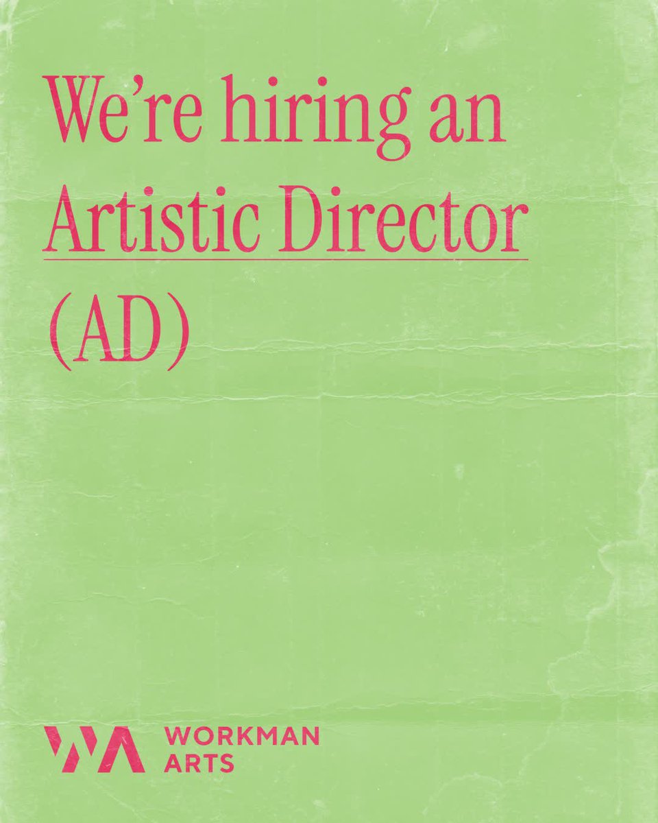 Workman Arts welcomes applications and nominations for its newly created position of Artistic Director (AD) 🤝✨

To learn more about the position and how to apply, please visit workmanarts.com/employment-opp….

#WorkmanArts #EmploymentOpportunities
