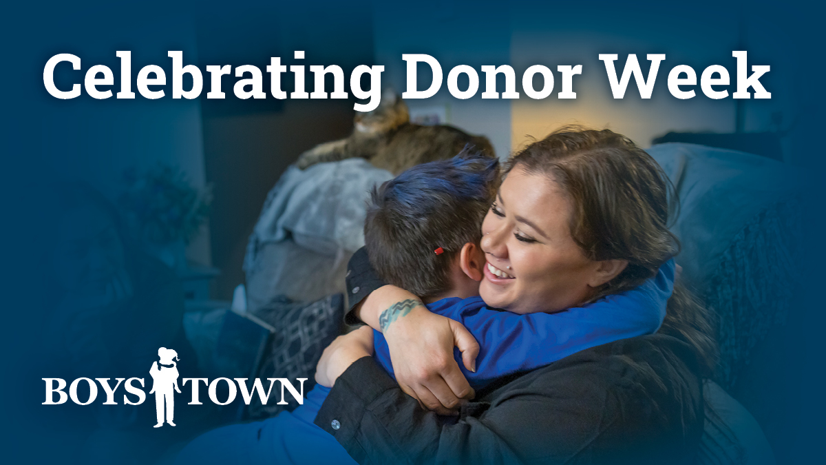 💙 Thank you, donors! 
As #BoysTownDonorWeek continues, we want to take a moment to say THANK YOU to every person who helps Boys Town create brighter futures for children and families. Your generosity provides safety, healing, and hope. We couldn’t do this without you!