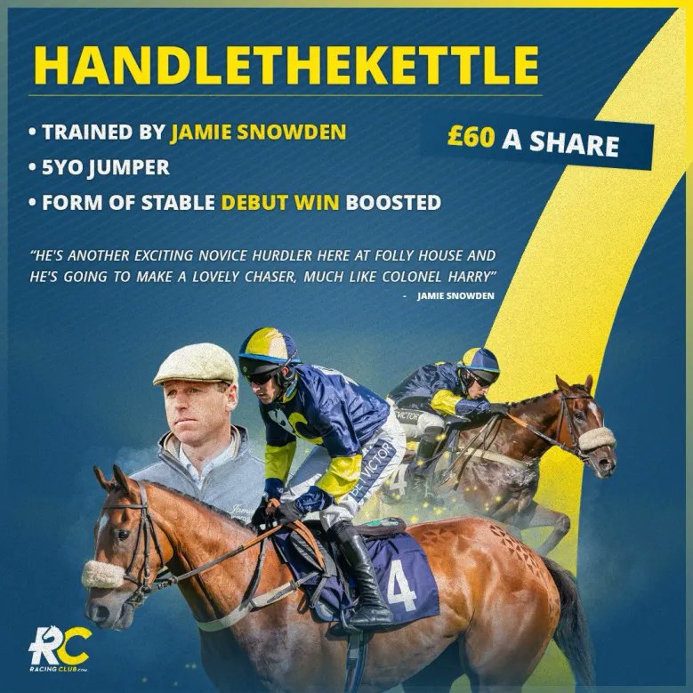 Racing Club (@racingclubvip) on Twitter photo 🏇 Ever wanted the chance of a runner at Cheltenham or Aintree?
👀Then Handlethekettle could be for you!
He has won his last two races to cap off a fine season with <a href="/jamiesnowden/">Jamie Snowden</a>. Jamie has already taken us to the Cheltenham Festival and a G1 placing last season with Wendigo... 🏇 Ever wanted the chance of a runner at Cheltenham or Aintree?
👀Then Handlethekettle could be for you!
He has won his last two races to cap off a fine season with <a href="/jamiesnowden/">Jamie Snowden</a>. Jamie has already taken us to the Cheltenham Festival and a G1 placing last season with Wendigo...