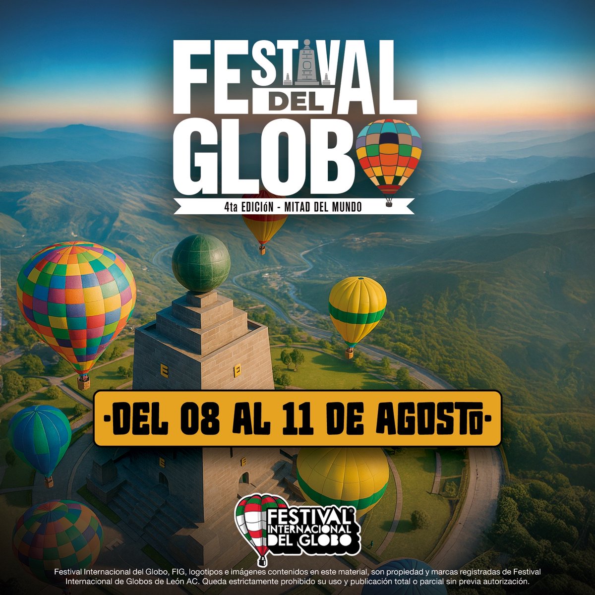 FIGLeon's tweet photo. 🇪🇨| ¡Nos vemos en Ecuador para el Festival del Globo @mitadmundo!
📍| Mitad del Mundo – Ecuador
📅| Del 8 al 11 de Agosto https://t.co/aJdDW6jo1z