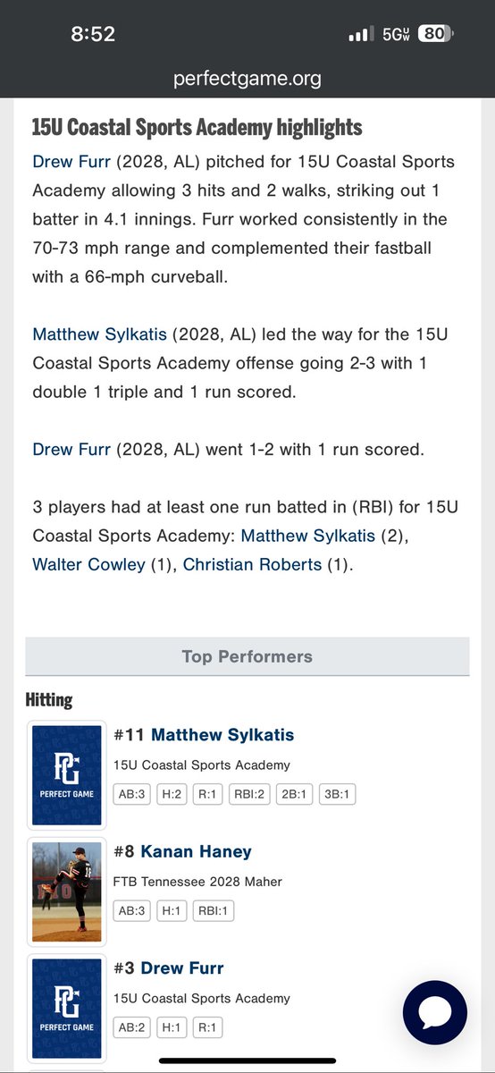 MSylkatis28's tweet image. Great 4th of July weekend @CSA_Training and @PerfectGameUSA at the 15u National Elite Championship.
Had a solid weekend at the plate going 4 for 9 with a 2B, 3B, 2 BB, and 1 HBP.
-.333 AVG
-.500 OBP
-.667 SLG
-3 RBI
-3 SB
-2 XBH
Next up will be in Pensacola with @ScoutSE.…