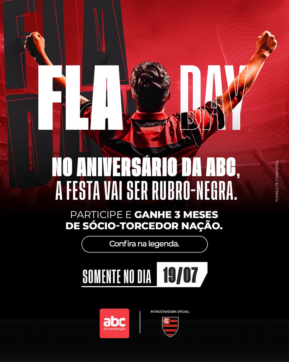Flamengo's tweet photo. Nação, no aniversário da @abcdaconstrucao a comemoração dura o mês inteiro! 🥳
É uma chuva de ofertas para você e sua casa correrem para o abraço e comemorar.
Passe na Guide Shop ABC mais próxima e aproveite: https://t.co/nv5gzhBhIB
#ad #ABCFla https://t.co/wEmAclV3pJ