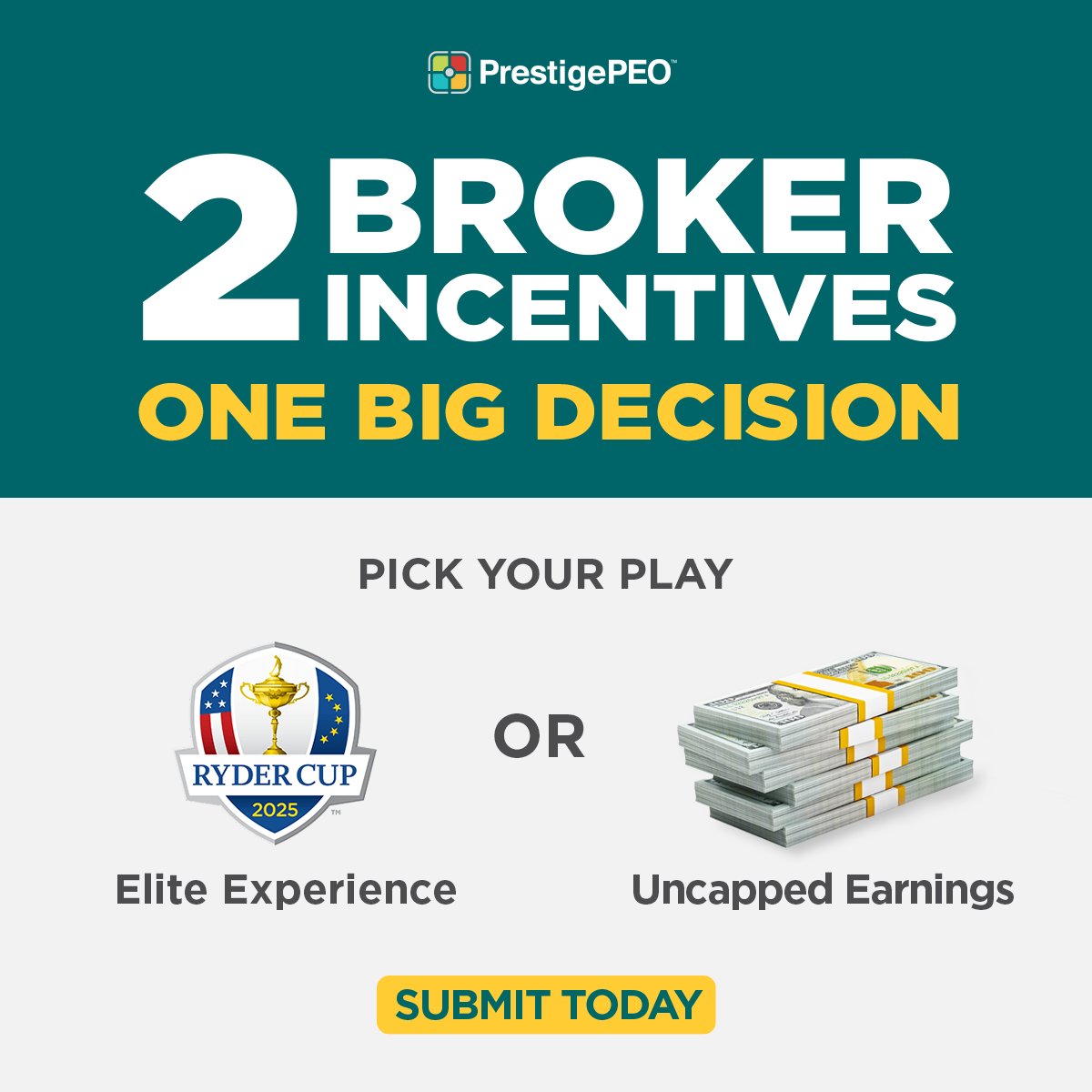 PrestigePEO's tweet image. One Choice. Two Epic Broker Incentives.
We’re giving brokers TWO ways to earn this summer, BUT you can only choose ONE!
🏌️♂️ Ryder Cup Challenge: Win a trip to Bethpage Black
💰 Summer Sales Spectacular: Uncapped rewards
Hurry, submissions close soon! bit.ly/3TxHyQz