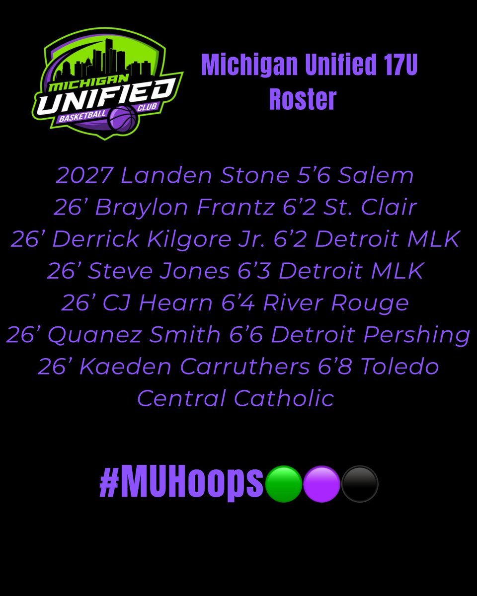 Michigan Unified Basketball Club 🟣🟢⚫️ (@michiganunified) on Twitter photo Updated roster for the live period  <a href="/madehoops/">MADE Hoops</a> Updated roster for the live period  <a href="/madehoops/">MADE Hoops</a>