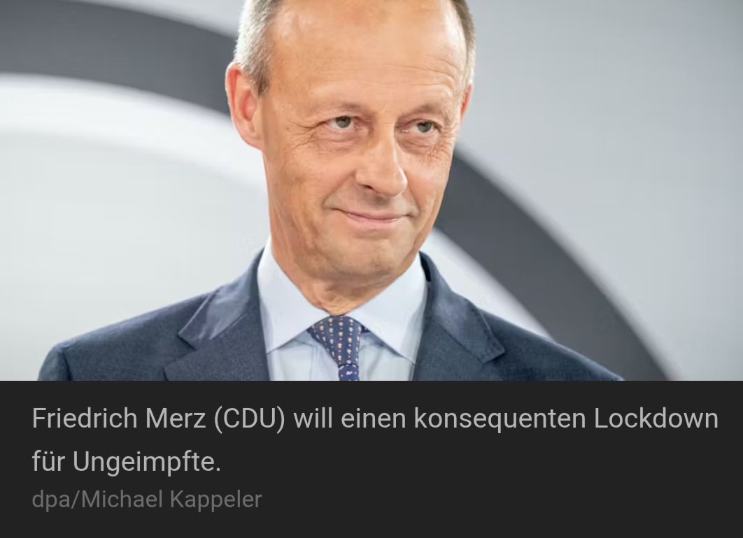 Erinnert ihr euch noch? 
2021 wollte Merz Ungeimpfte aus dem öffentlichen Leben ausschließen. Schon damals war zu sehen:

Mit Empathie und Menschenwürde hat es Merz nicht so.
