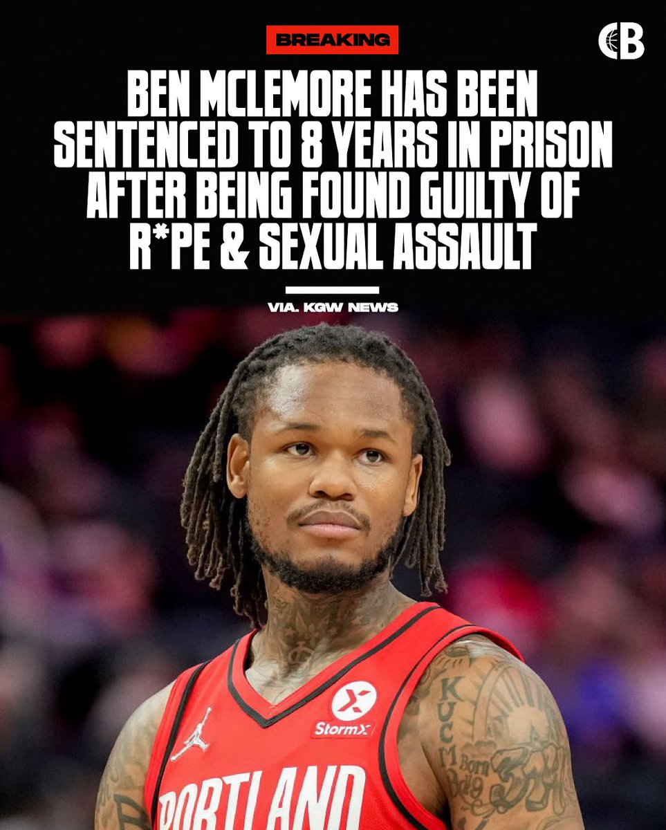 G_News_Analysis's tweet photo. 🚨BREAKING: Ben McLemore has been sentenced to 8 years in prison for raping a drunk woman at a party!
#McLemore #BenMcLemore
