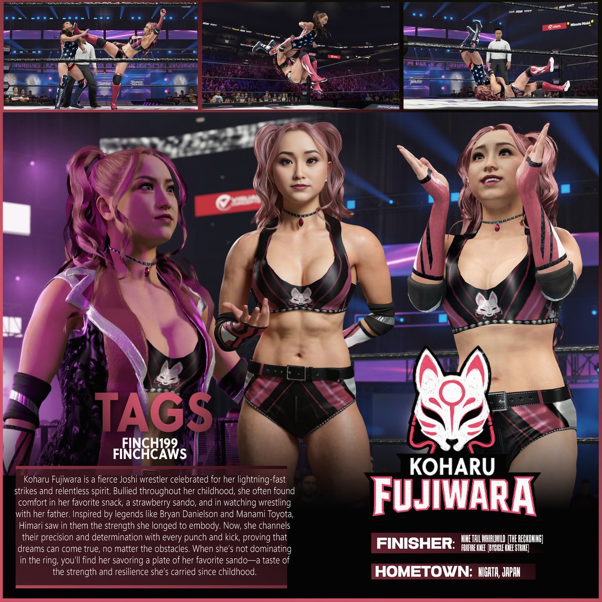 OG CAW - Koharu Fujiwara is now up on cc for current gen consoles. 

Move set and Render can be found with the same TAGS  as on poster in the move set and image sections of cc respectively.  

The version on CC will have different hair but feel free to change it to this island