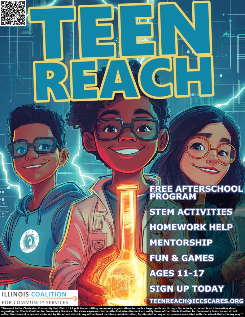 Teen Reach is a FREE local after school program for kids ages 11-17! Sign up today at teenreach@iccscares.org