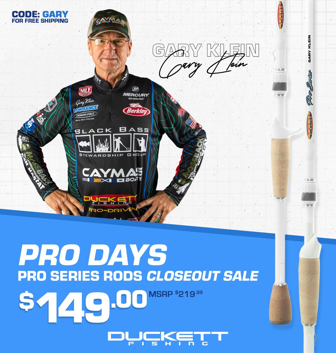Duckett Fishing is giving you an excellent opportunity to own the best actions on the market. Whether you're looking for an 8' heavy cover, big line rod, a 7'1" light line spinning rod, or my 7'1" casting rod. Shop Now at duckettfishing.com/pro-se