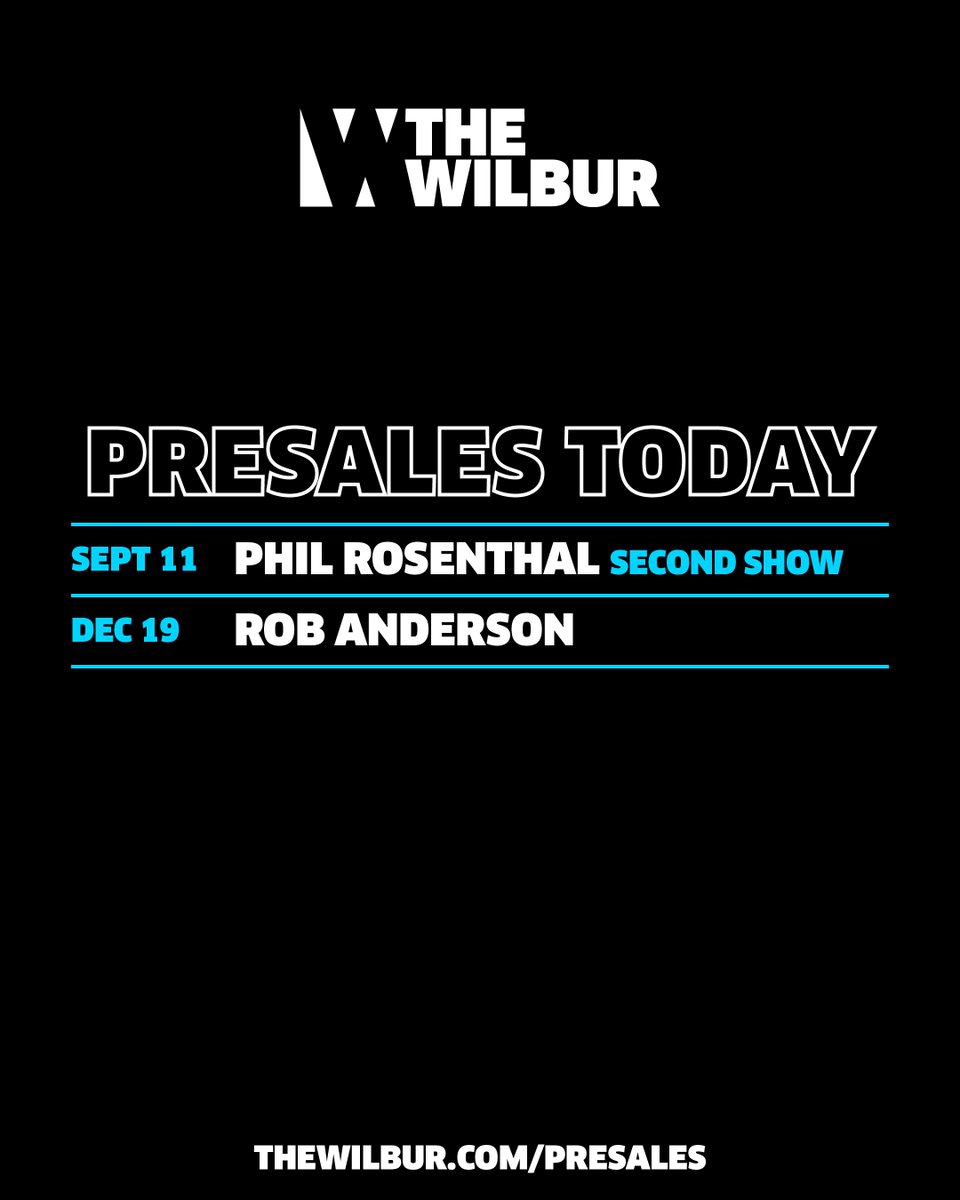 The_Wilbur's tweet image. ⚡ TICKETS GOING QUICK ⚡
**USE PRESALE CODE: WT10
⬇️ @PhilRosenthal (2nd Night)
⬇️ Rob Anderson
🎟️ : thewilbur.com/presales