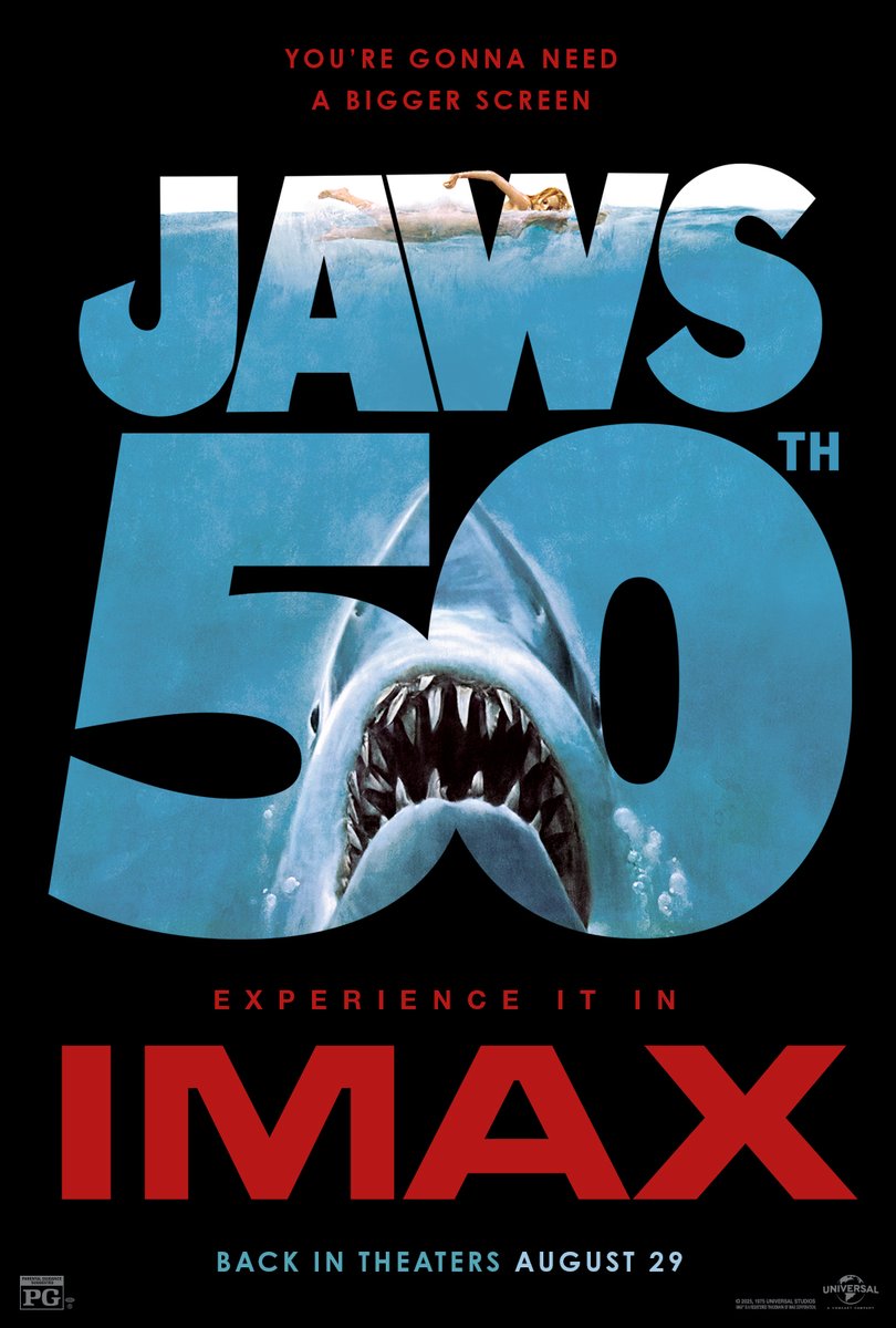 Experience the first summer blockbuster in IMAX (again or for the first time). #Jaws 50th Anniversary tickets in IMAX are on sale now. 🦈

loom.ly/k97SRBo
