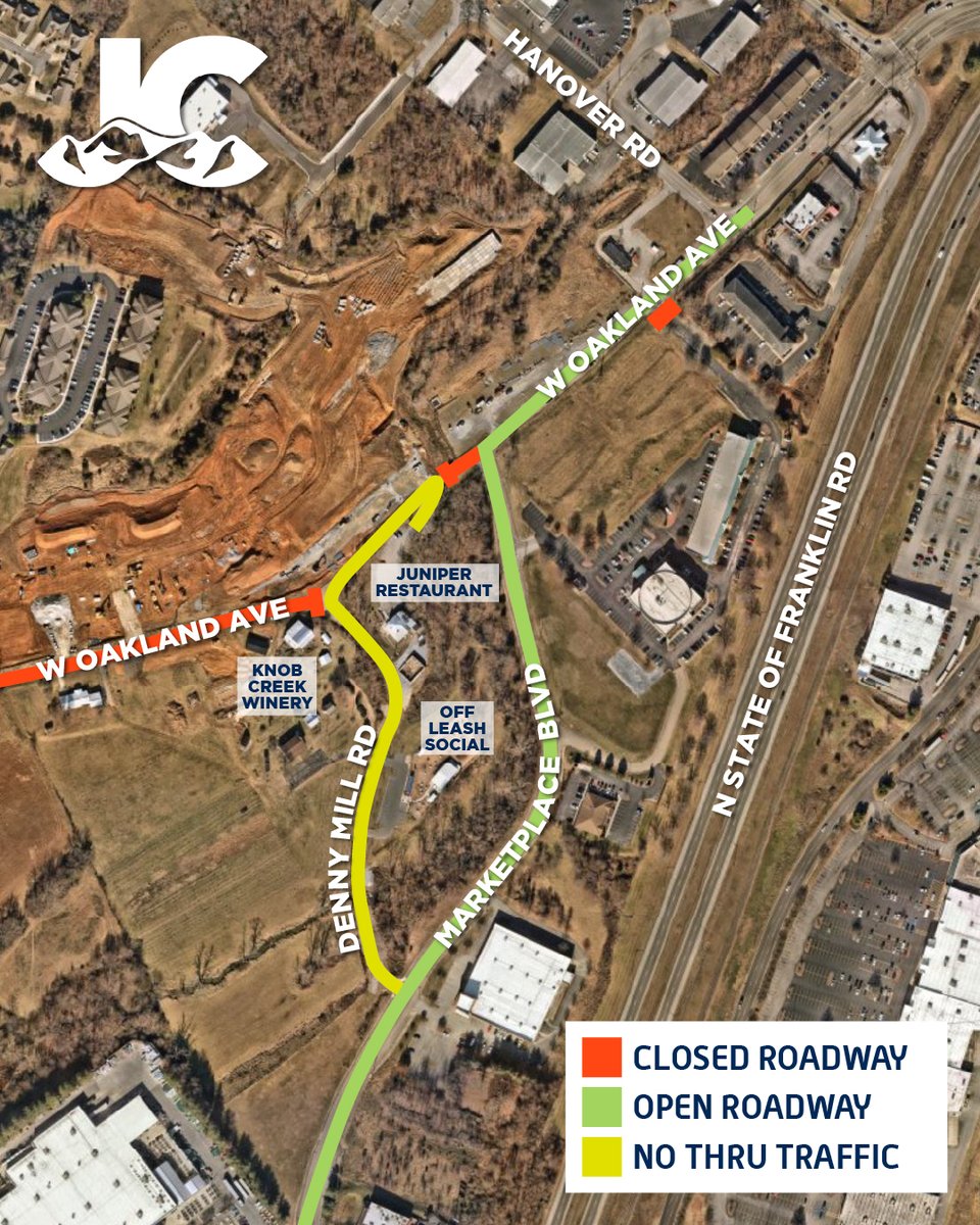 West Oakland Ave. construction continues. The bridge is complete; finishing work is underway. Paving starts Aug. 4, with reopening set for Aug. 15. Marketplace Blvd. will close Aug. 18 for 3 weeks. Expect delays and follow posted speed limits in the work zone.