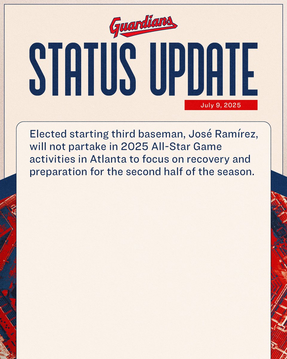 An update on José Ramírez's participation in next week's festivities.

#GuardsBall