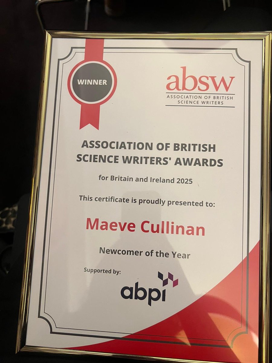 Paul Nuki 🦋 (@paulnuki) on Twitter photo Good news!! Maeve Cullinan (Des, Peb or The Converter to her friends) has scooped newcomer of the year at the Association of British Science Writers’ awards. And to be fair, it is MUCH deserved! Some superb work done and dusted, and much more to come Good news!! Maeve Cullinan (Des, Peb or The Converter to her friends) has scooped newcomer of the year at the Association of British Science Writers’ awards. And to be fair, it is MUCH deserved! Some superb work done and dusted, and much more to come
