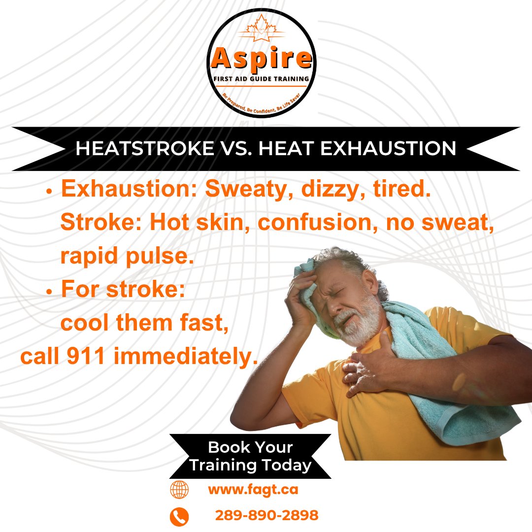 fagtca's tweet photo. Hot weather dangers are real. Know heatstroke signs and act fast. ☀️
#HeatSafety #StayCool #FirstAidReady
#FirstAidBasics #EmergencyResponse https://t.co/lWKH1JlhZK