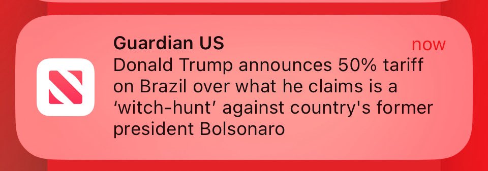 Oh, yes. We should absolutely all pay more imports from Brazil because Trump feels such brotherhood for coup plotters and other criminals like him abroad.