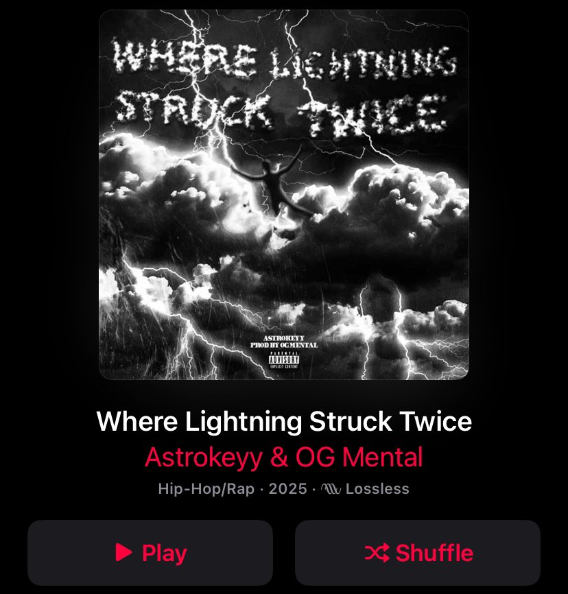 New album out now 💿 

From South Africa to the USA !

“Where Lightning Struck Twice” 
fully produced by #OGMental