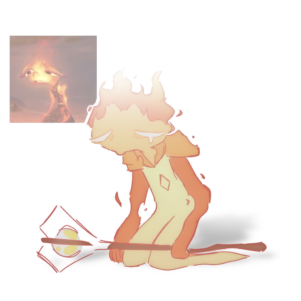 PinkieAirplane's tweet image. So if Fire Spirits fire gets bigger when he's happy, and gets smaller when he's sad... Does that mean he look like this when he's VERY sad..?
#CRK #firespiritcookie