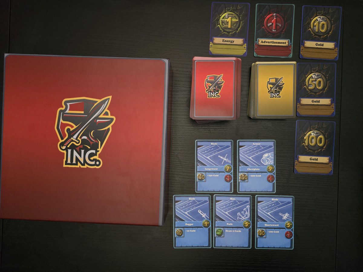 WeaponsIncTTCG's tweet photo. A box of Weapons Inc. : A Game of Oligopoly contains
Full Game: 1v1
Main Deck: 94
Legendary Deck: 50
Blueprint Deck: 10
Energy Card: 25
Advertisement Card: 25
Gold (10) Card: 20
Gold (50) Card: 10
Gold (100) Card: 15
Total Cards: 249
#Tabletopgaminig #Tabletop #DnD https://t.co/f2j72FUFN6