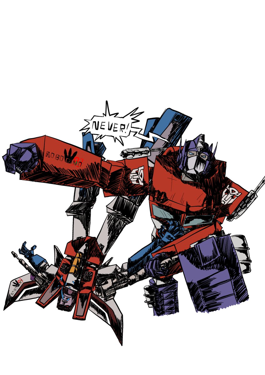 RoboDino93's tweet photo. Here’s my fifth #transformersskybound panel redraw, of #optimusprime hitting #starscream with a wrestling move. Hope you enjoy! #transformers #maccadam #maccadams #autobot #decepticon #skyboundtransformers https://t.co/ruNs3cNOdt