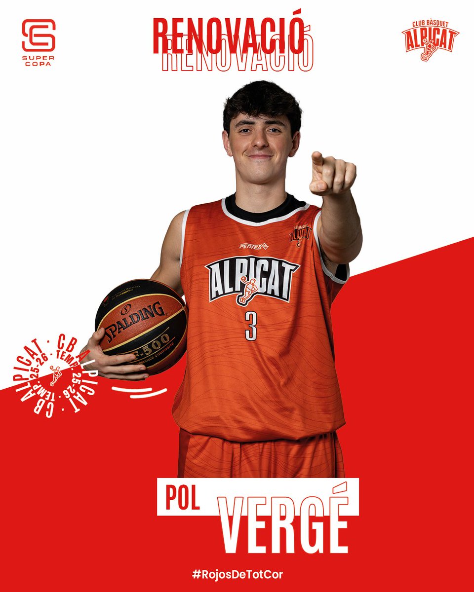 ✍️ RENOVACIÓ || POL VERGÉ ⛹️

ℹ️ Base amb cap, visió i ganes de fer jugar. Pol Verge seguirà repartint joc amb nosaltres la temporada vinent.

🔝Bona lectura del joc i actitud de les que sumen, seguim sumant junts!

#RojosDeTotCor #SuperCopa #Alpicat #Temp2526