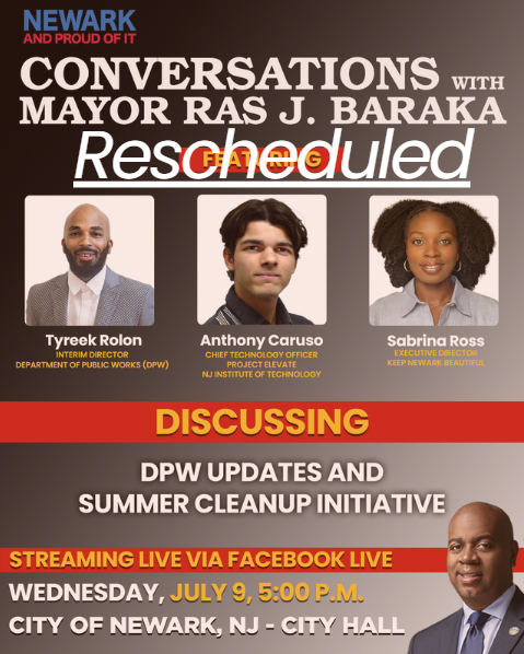 CityofNewarkNJ's tweet image. ⚠️📅🗑️📣Today's July 9th FB Live Conversation about updates from the Department of Public Works and its Summer Cleanup Initiative will have to be RESCHEDULED. Stay tuned for future updates.
#newarknj #newarkpublicworks #keepnewarkclean