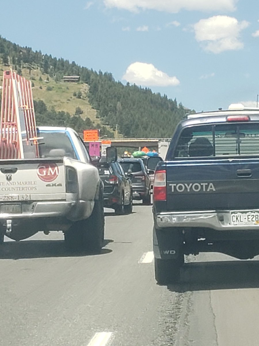 It's not a road trip without road work and heavy traffic